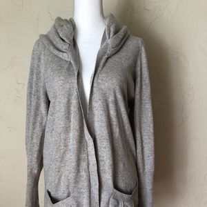 Women's Brunello Cucinelli Grey Long Cardigan with Shawl 100% Cashmere